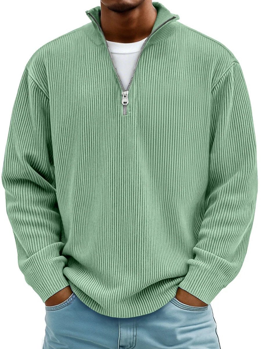 Damien - Men's Ribbed Quarter Zip Sweater