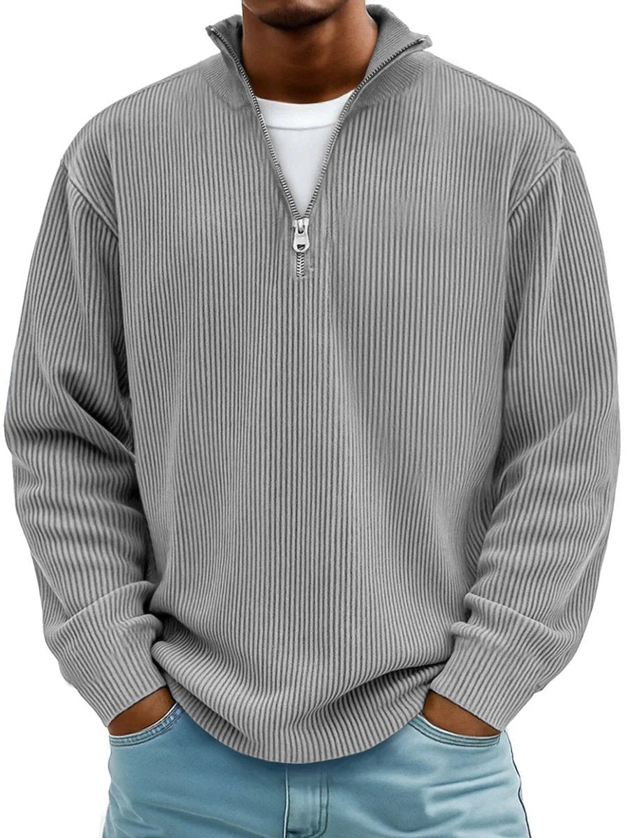 Damien - Men's Ribbed Quarter Zip Sweater