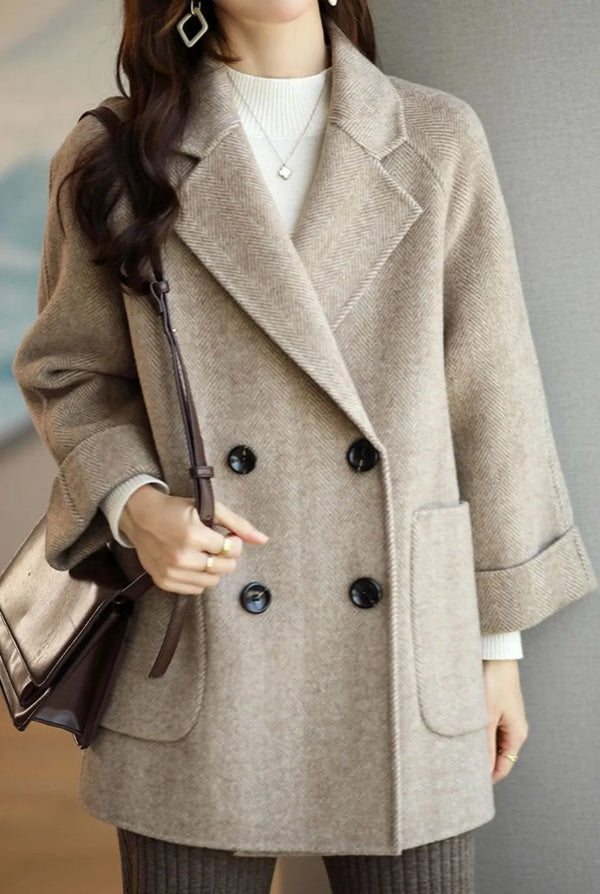 Delia - Women's Long Double Breasted Coat