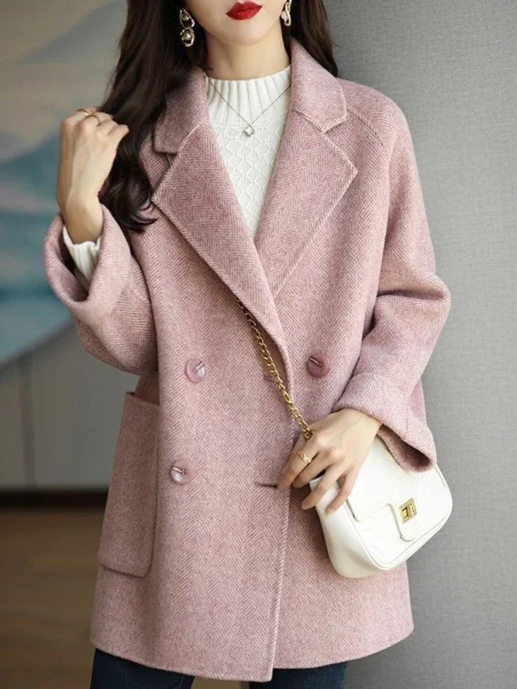Delia - Women's Long Double Breasted Coat