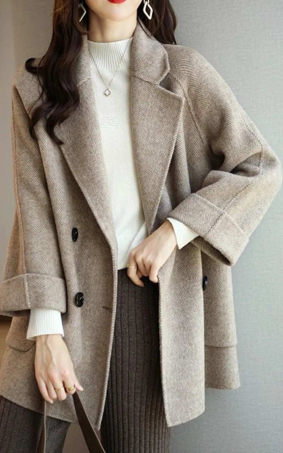 Delia - Women's Long Double Breasted Coat