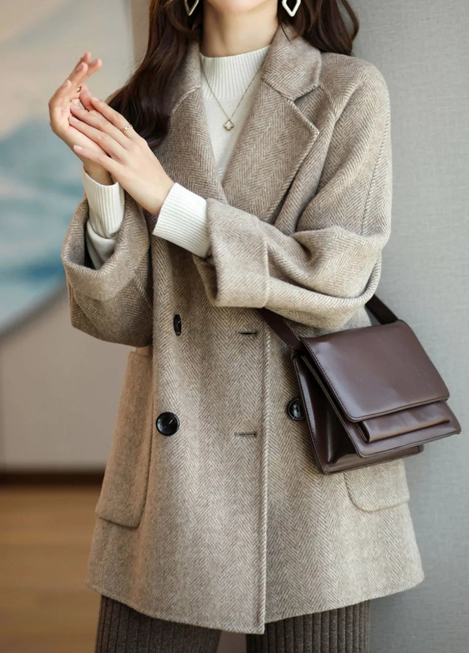 Delia - Women's Long Double Breasted Coat