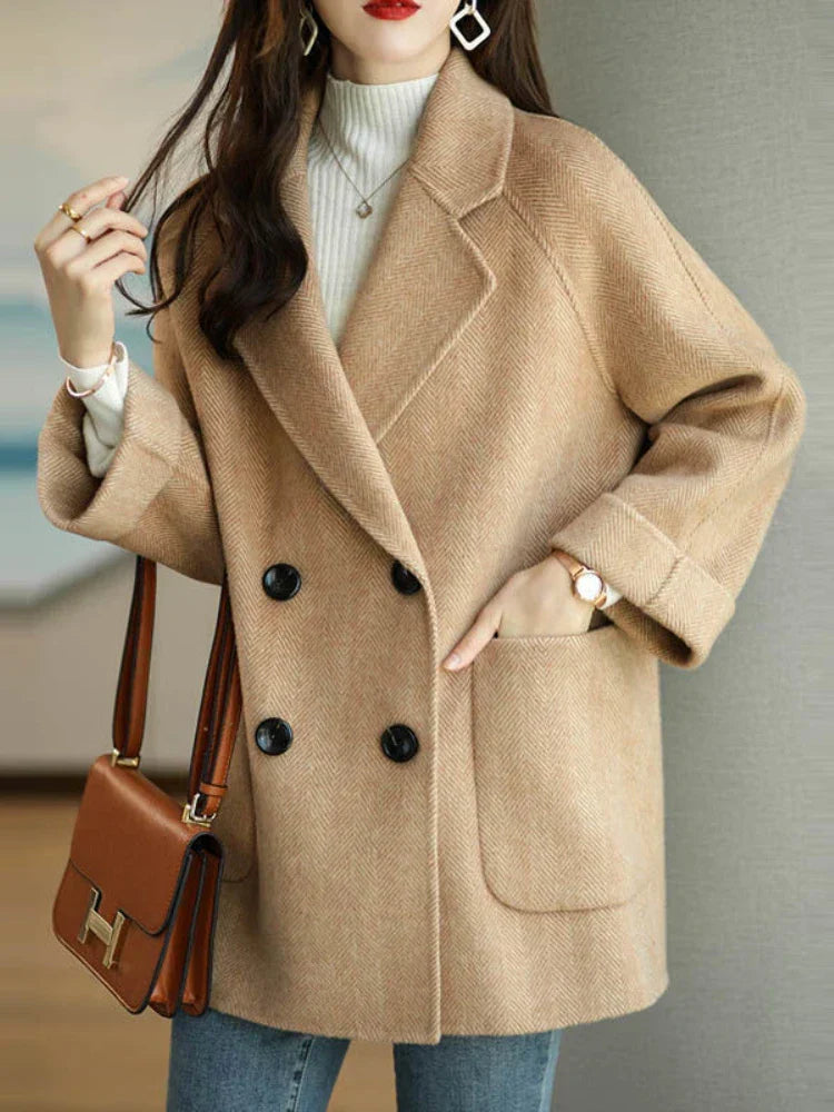 Delia - Women's Long Double Breasted Coat