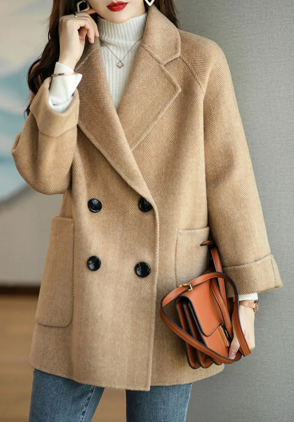 Delia - Women's Long Double Breasted Coat