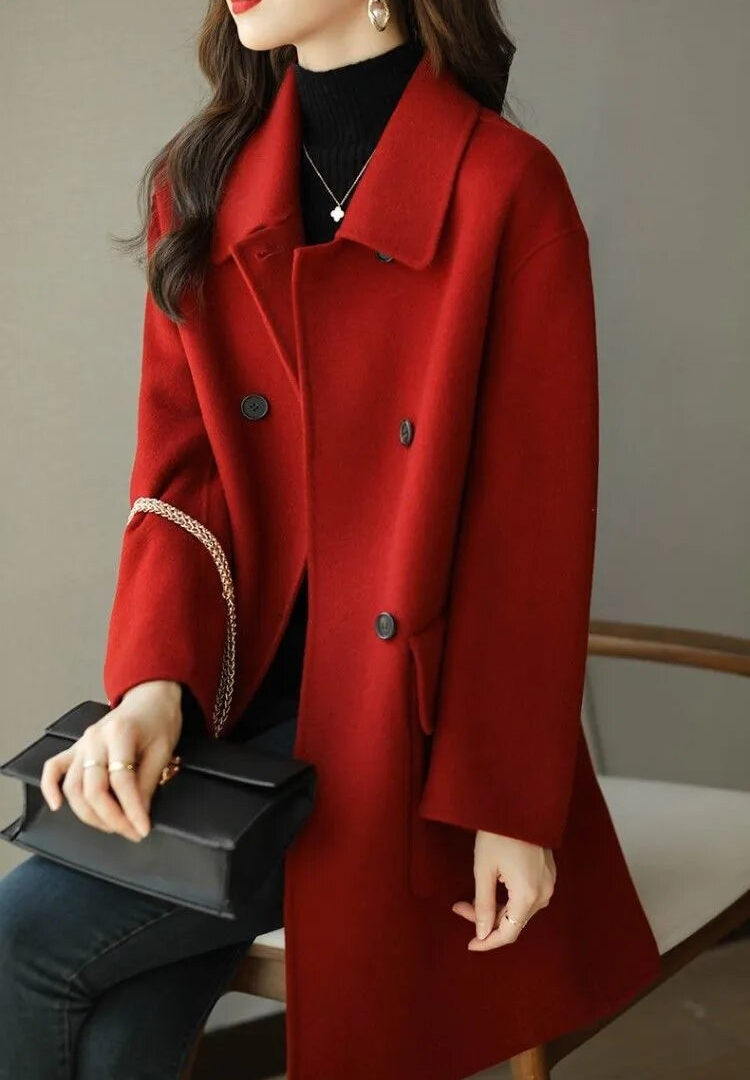 Della - Women's Long Double Breasted Coat