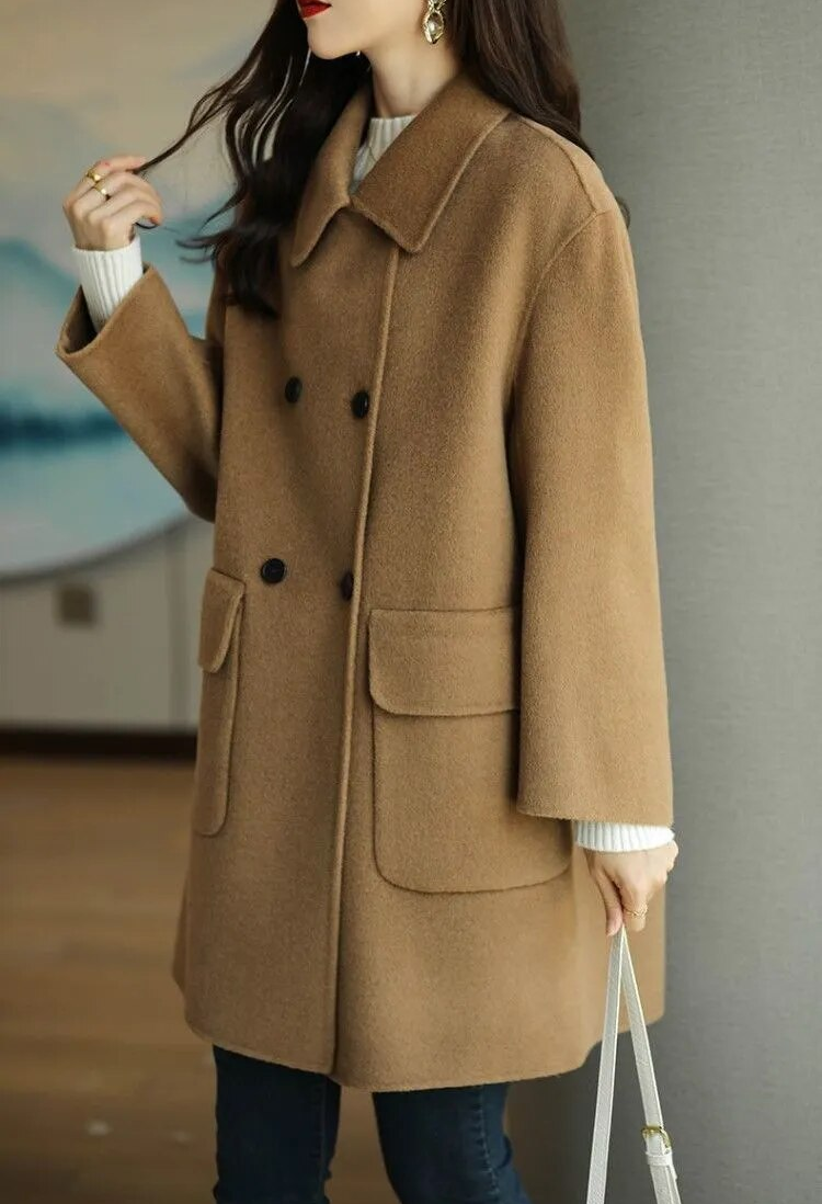 Della - Women's Long Double Breasted Coat
