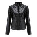 Emilienne - Women's Cropped Biker Faux Leather Jacket