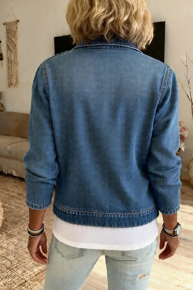 Emmeline - Women's Denim Zip Up Cardigan