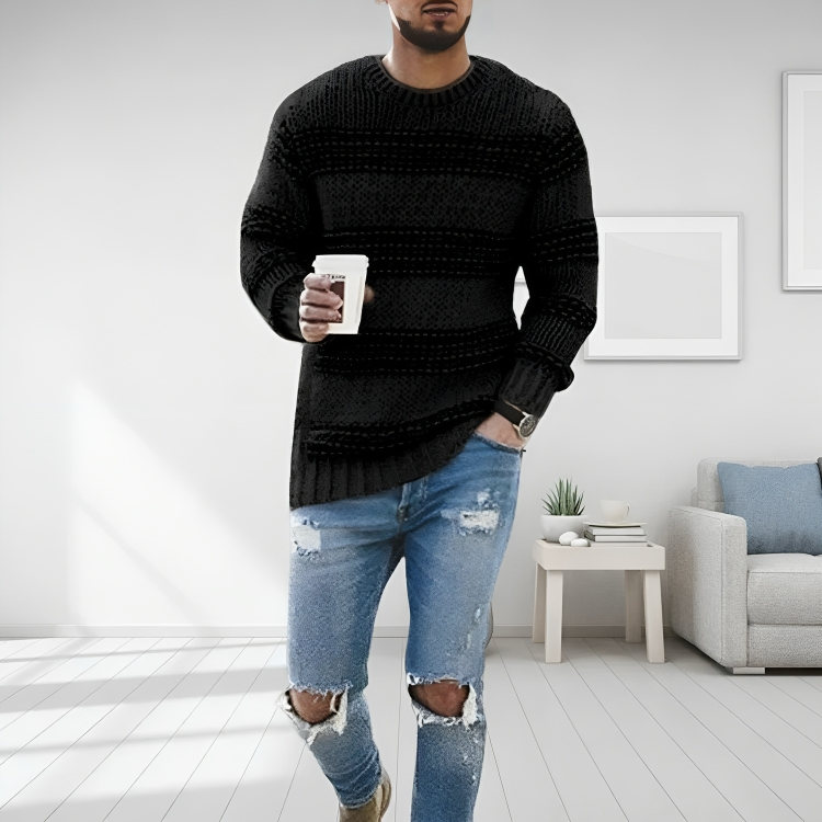 Fabian - Men's Striped Crew Neck Knit Sweater