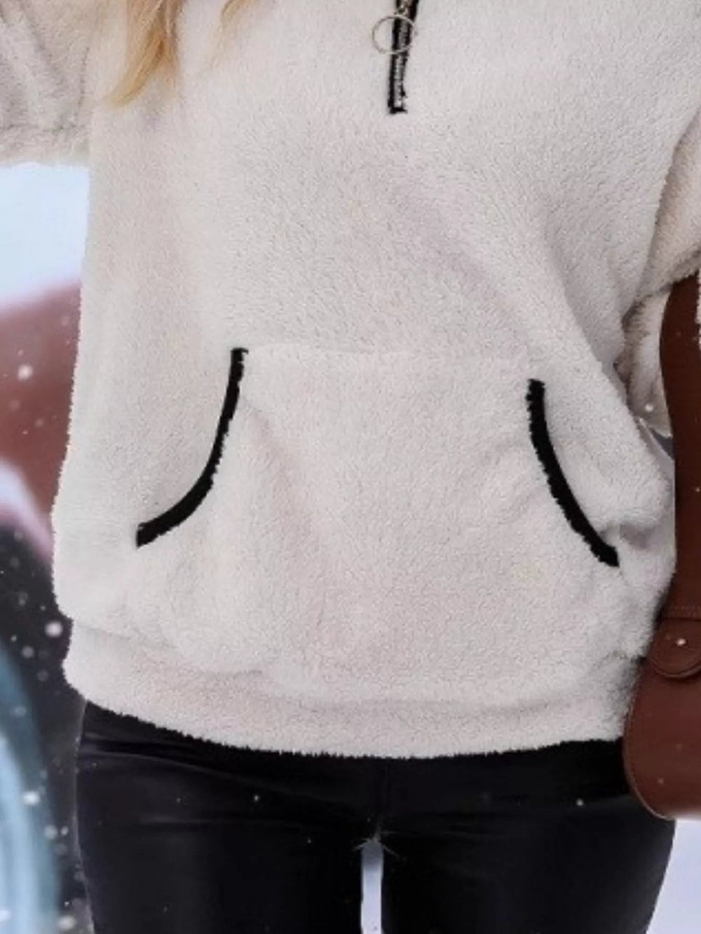 Faye - Women's Fuzzy Half Zip Sweater