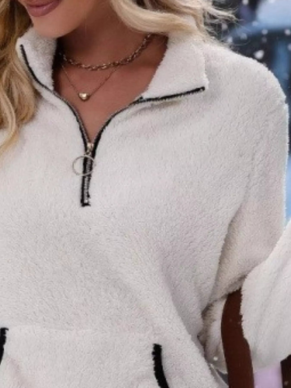 Faye - Women's Fuzzy Half Zip Sweater