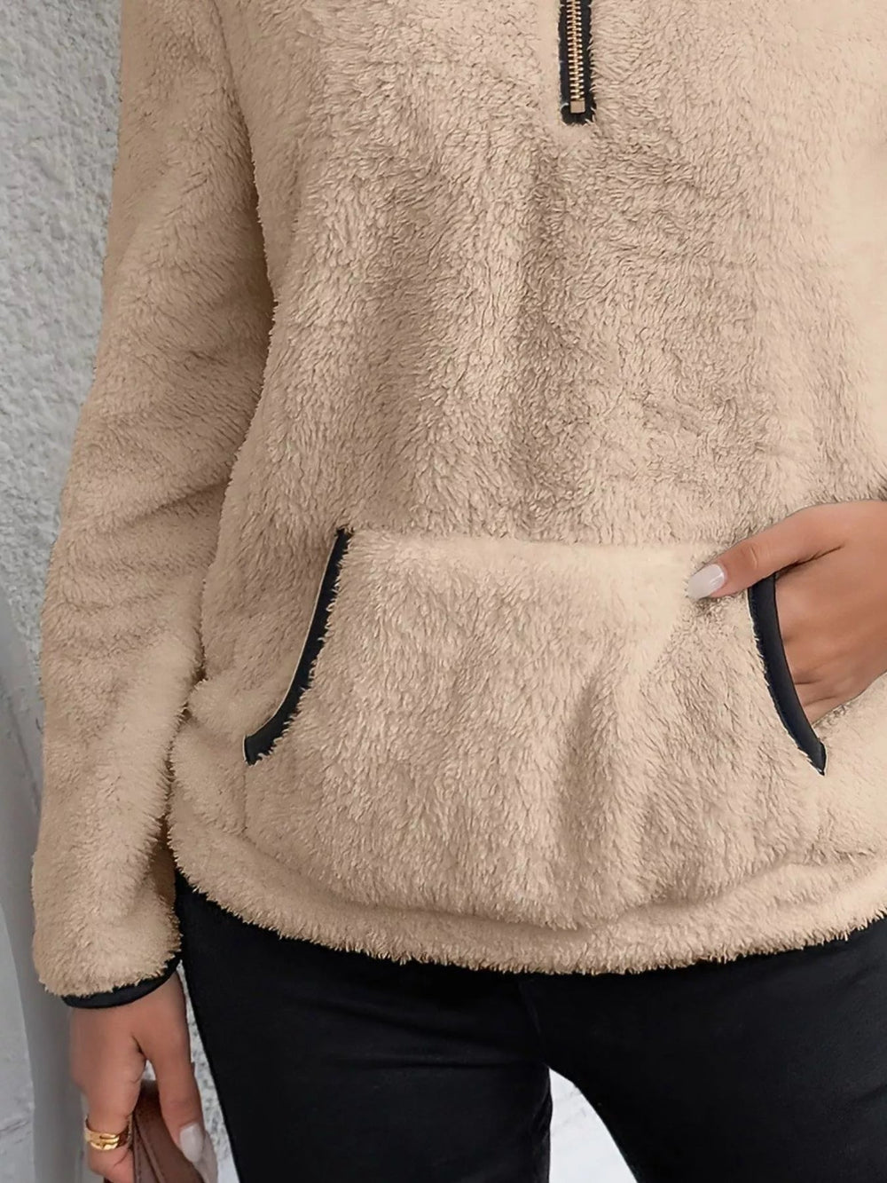 Faye - Women's Fuzzy Half Zip Sweater