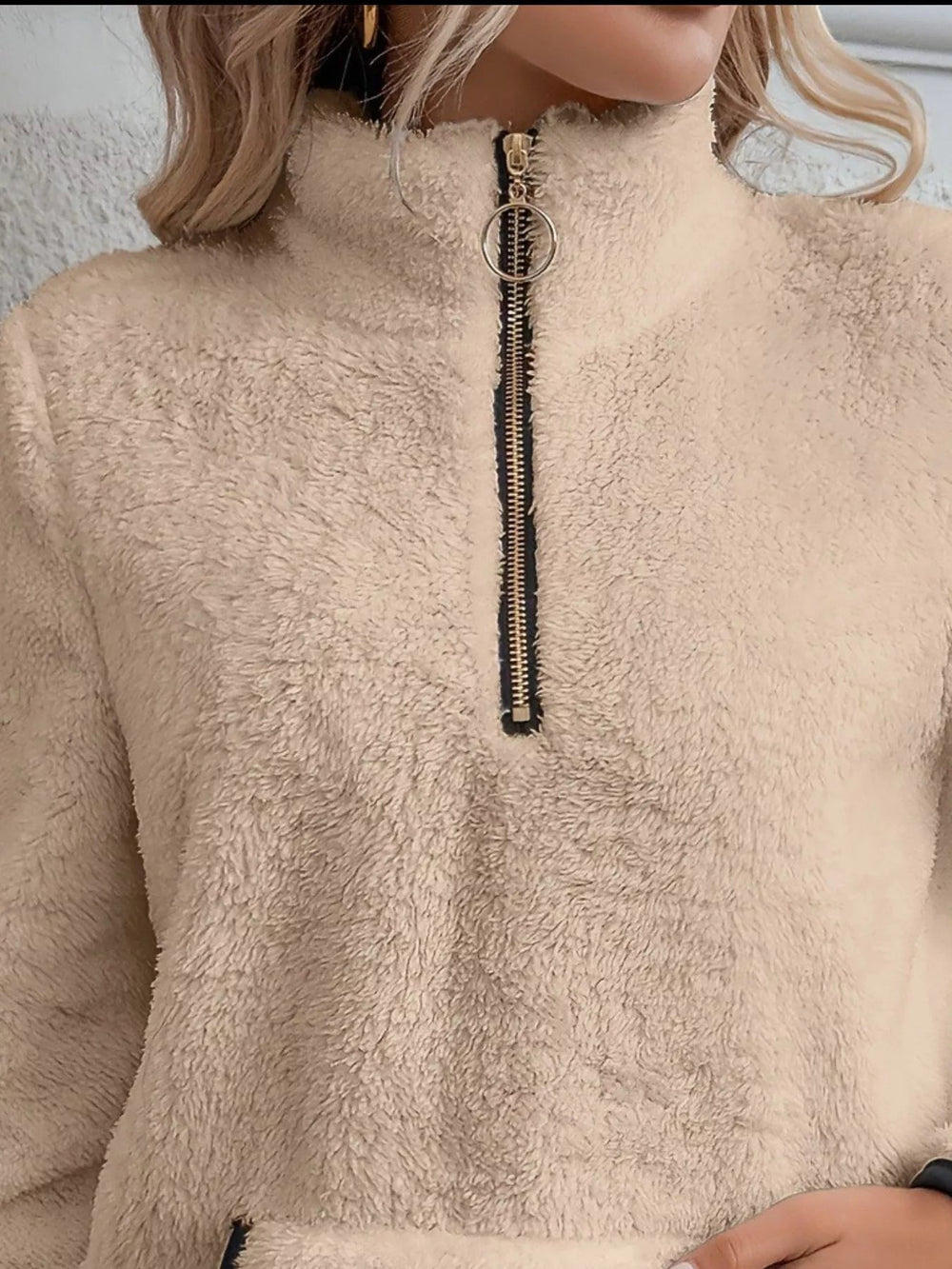 Faye - Women's Fuzzy Half Zip Sweater