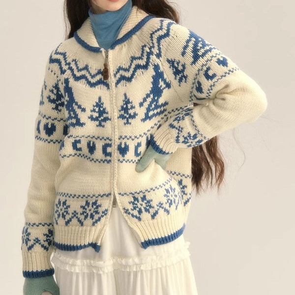 Felicity - Women's Fair Isle Zip Up Cardigan