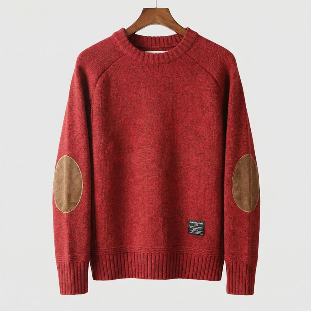 Fitzgerald - Men's Crew Neck Elbow Patch Knit Sweater