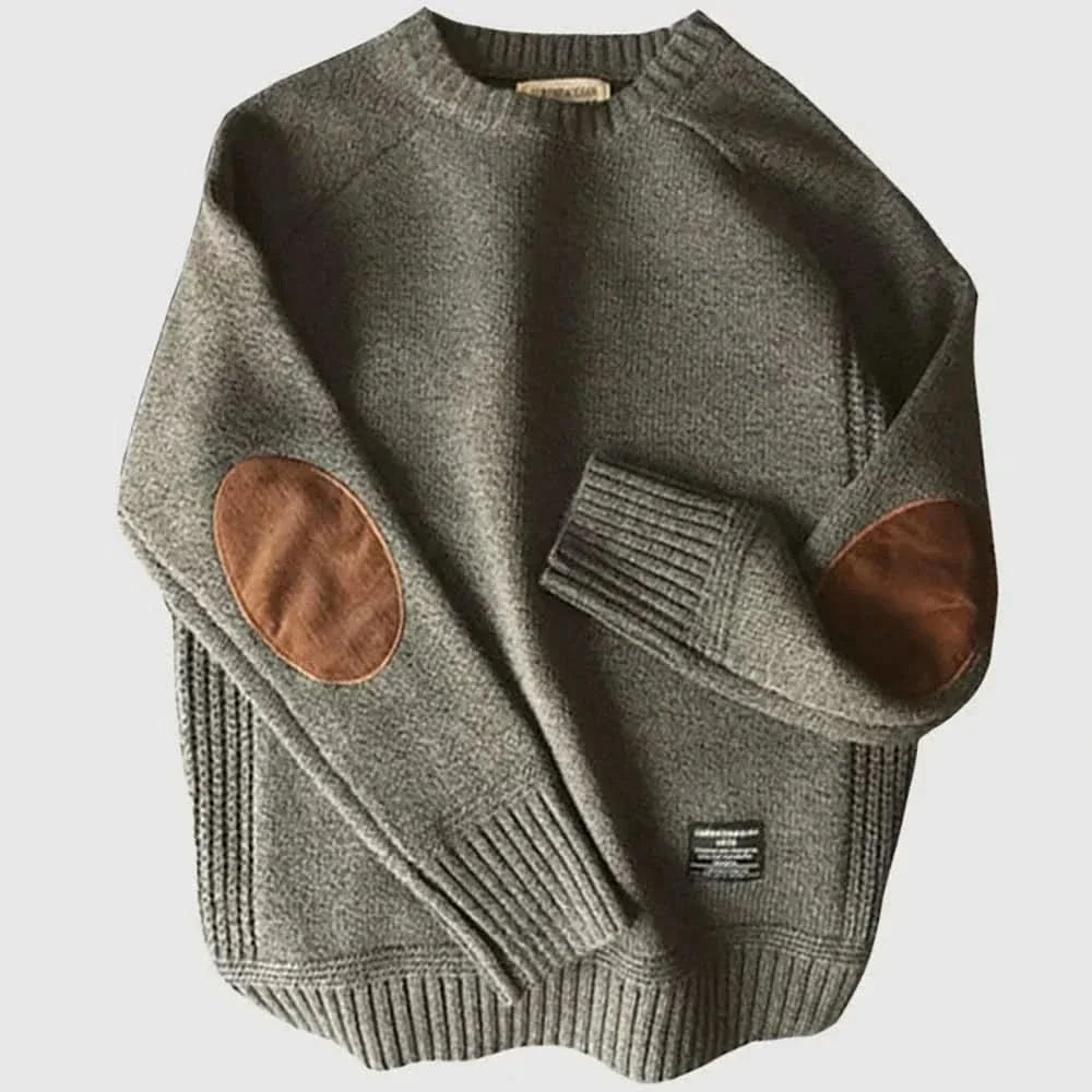 Fitzgerald - Men's Crew Neck Elbow Patch Knit Sweater