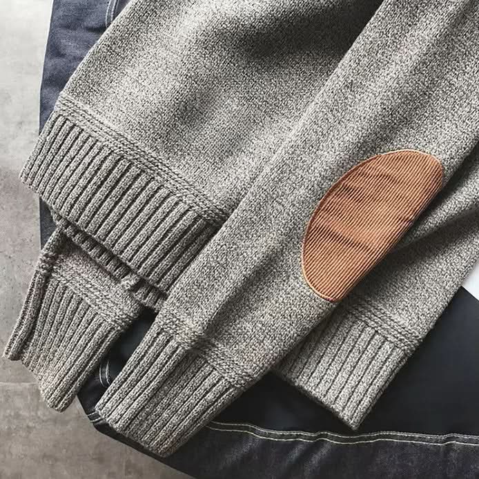 Fitzgerald - Men's Crew Neck Elbow Patch Knit Sweater
