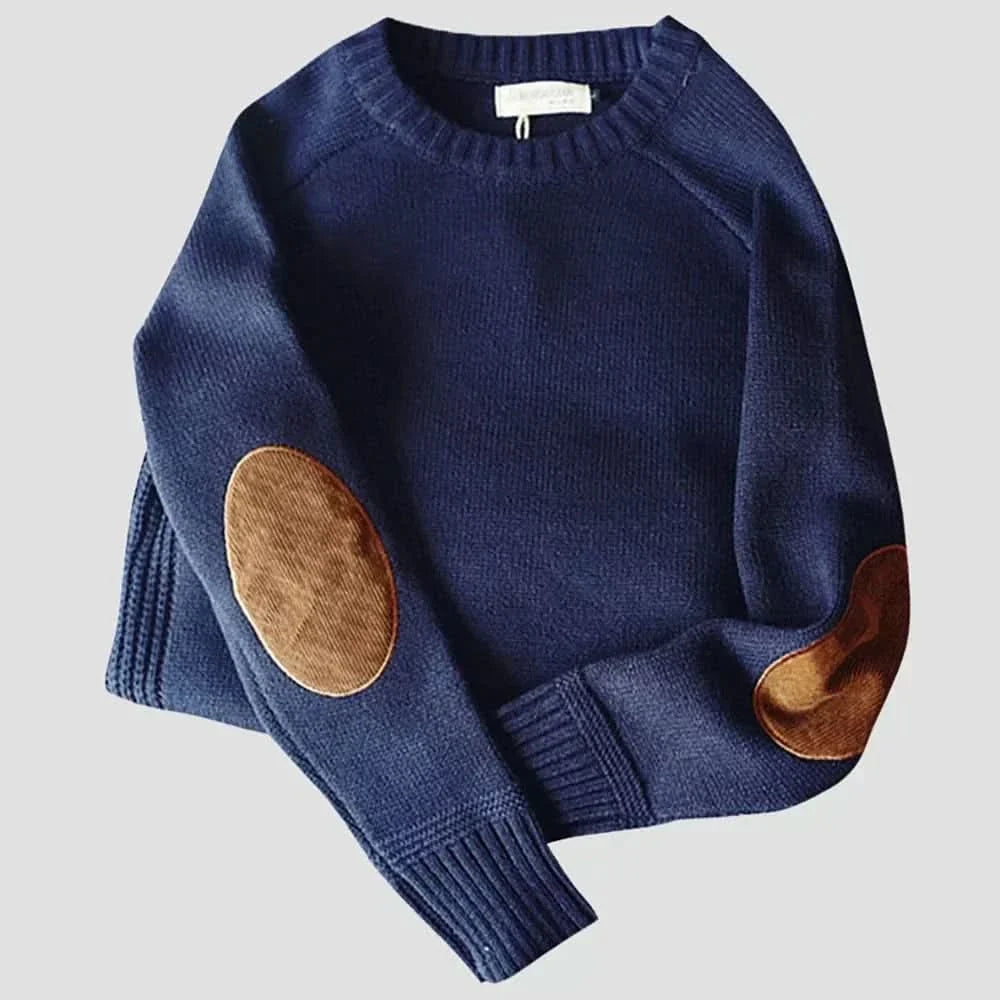 Fitzgerald - Men's Crew Neck Elbow Patch Knit Sweater