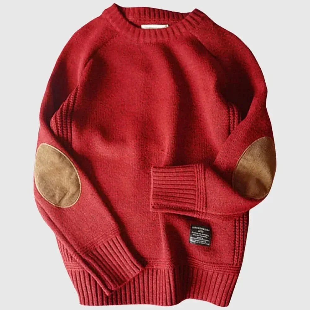 Fitzgerald - Men's Crew Neck Elbow Patch Knit Sweater