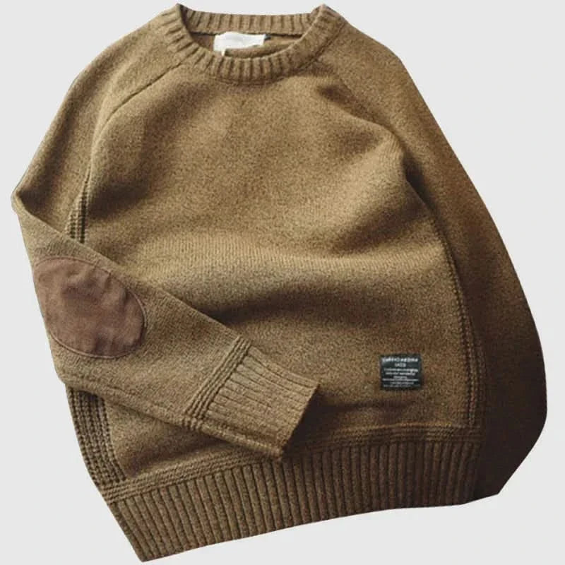 Fitzgerald - Men's Crew Neck Elbow Patch Knit Sweater