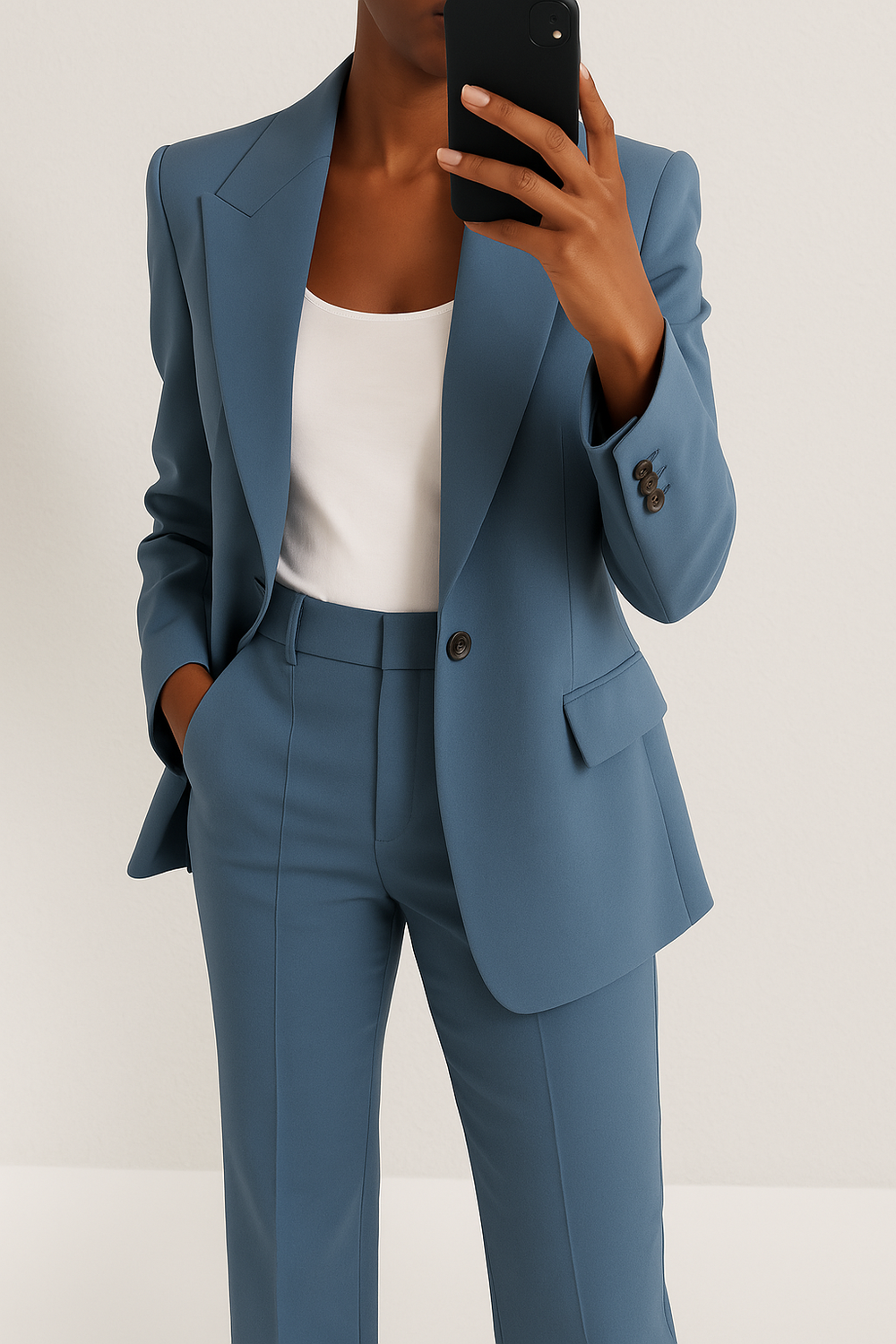 Fleur - Women's Double Breasted Suit Set Blazer
