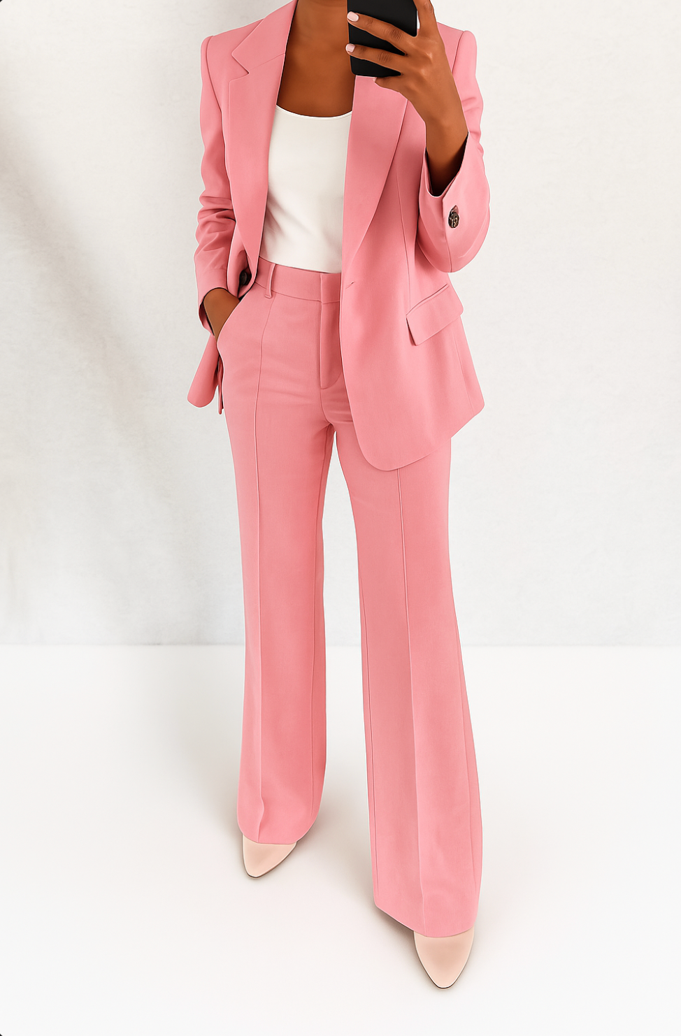 Fleur - Women's Double Breasted Suit Set Blazer
