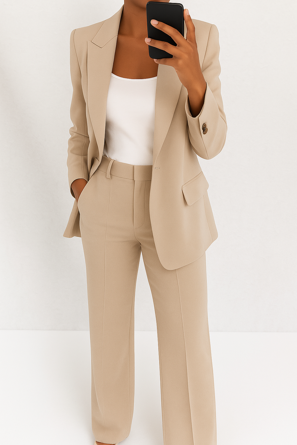 Fleur - Women's Double Breasted Suit Set Blazer