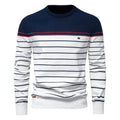 Florian - Men's Striped Crew Neck Knit Sweater
