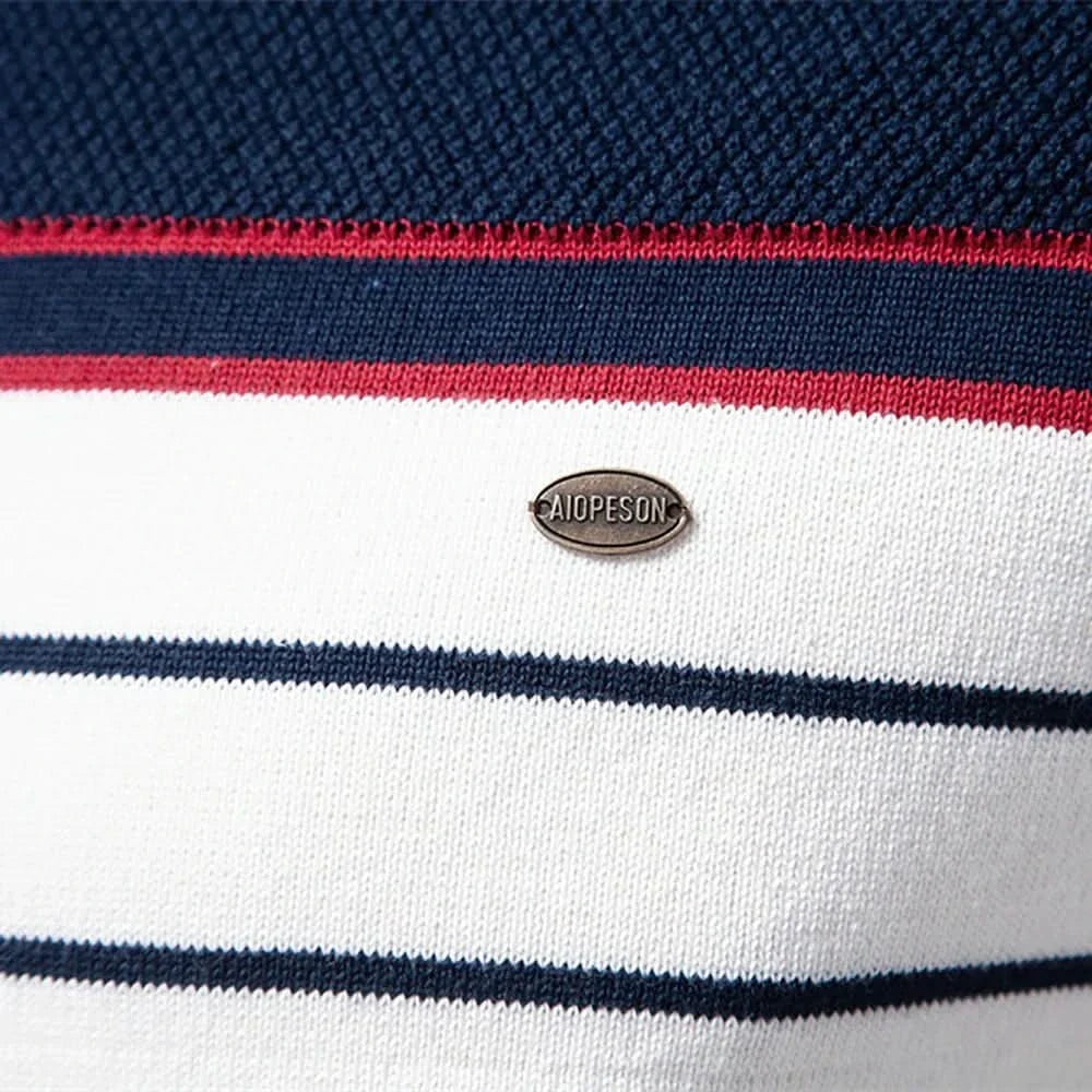 Florian - Men's Striped Crew Neck Knit Sweater