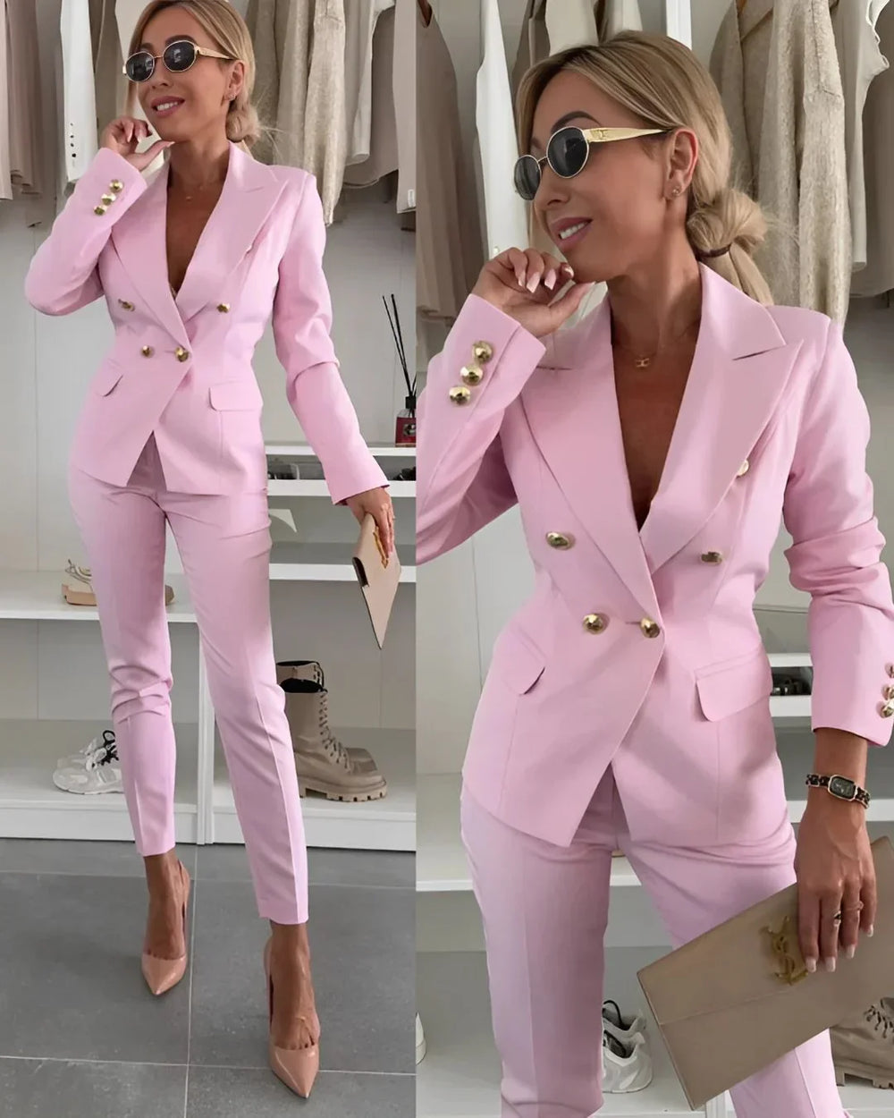 Frances - Women's Double Breasted Suit Set Blazer