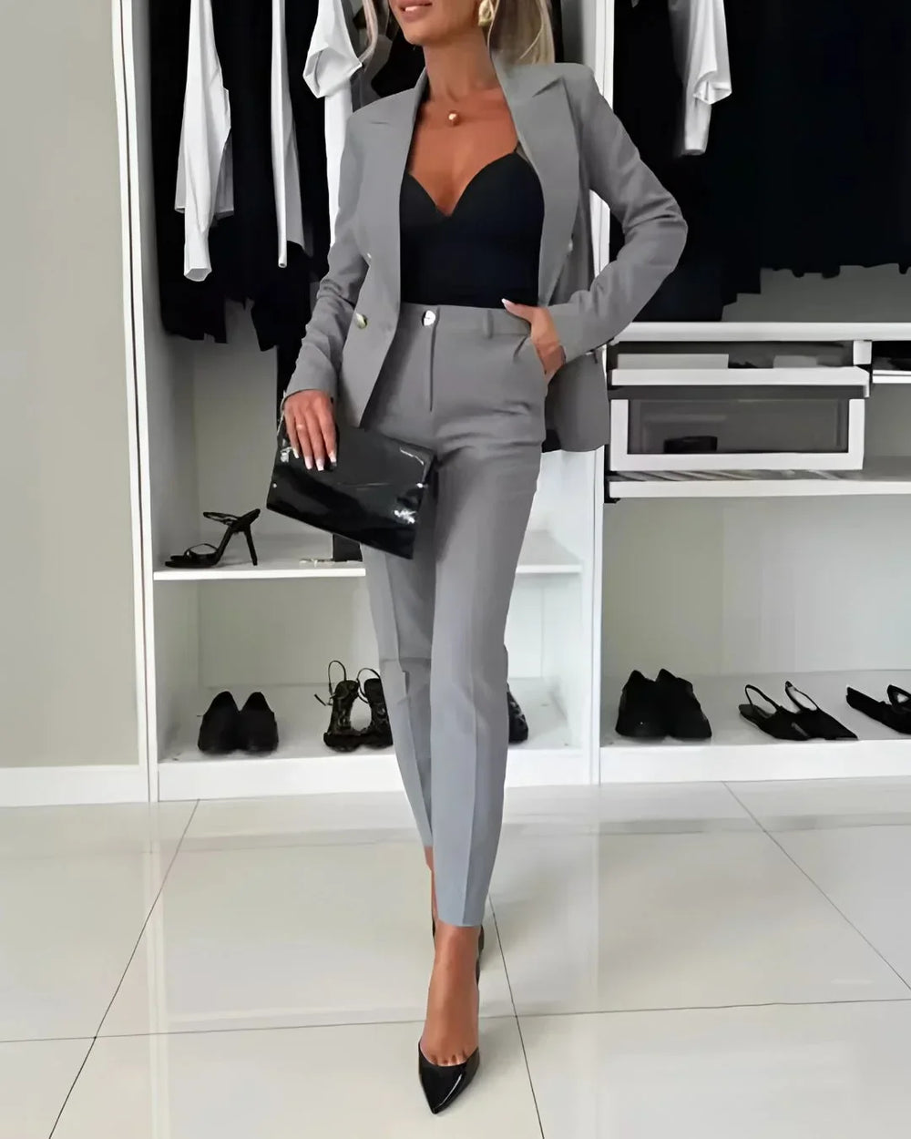 Frances - Women's Double Breasted Suit Set Blazer