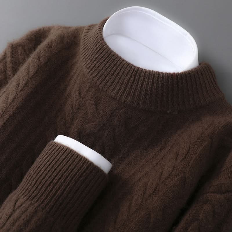 Garrett - Men's Cable Knit Crew Neck Sweater