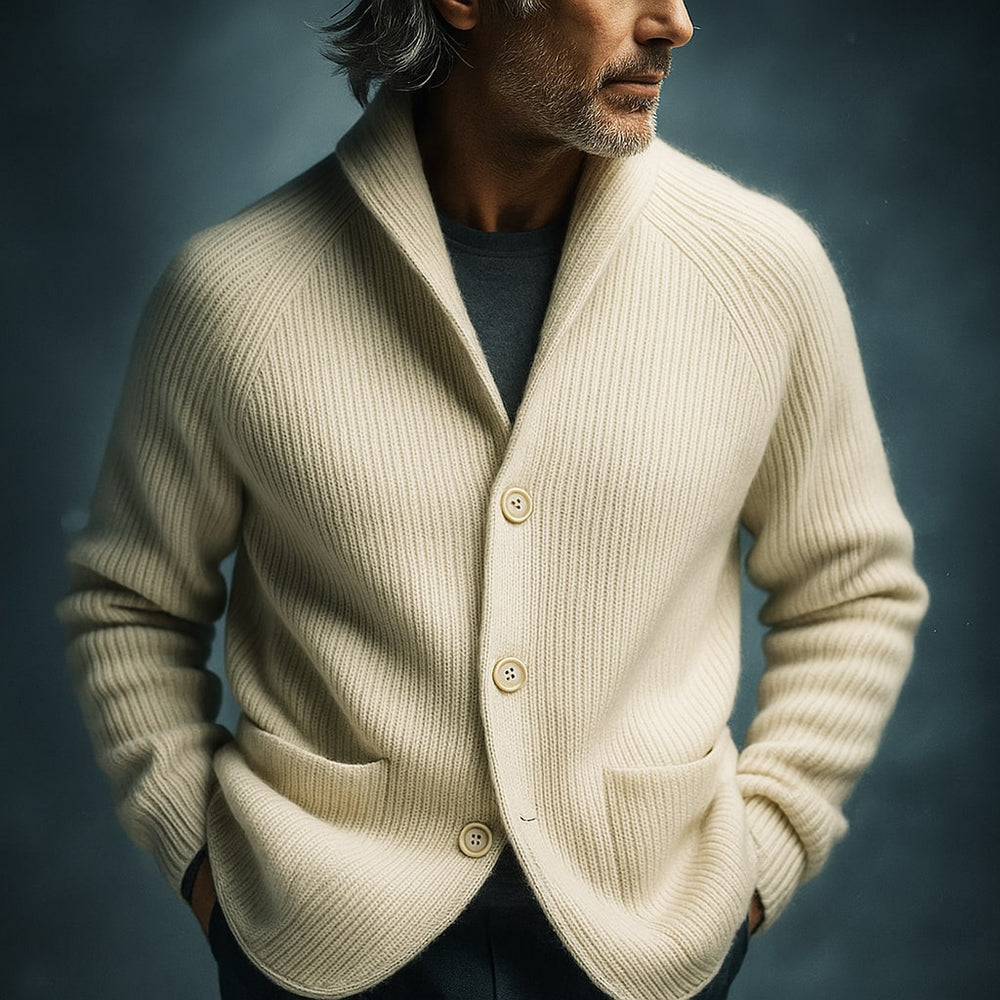 Gaspard - Men's Ribbed Shawl Collar Cardigan