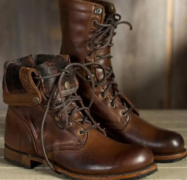 Ghislaine - Women's Leather Lace Up Ankle Boots