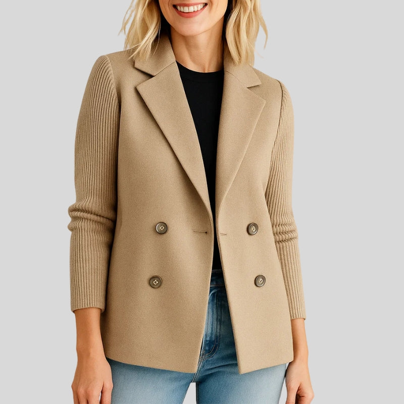 Giselle - Women's Sweater Double Breasted Blazer