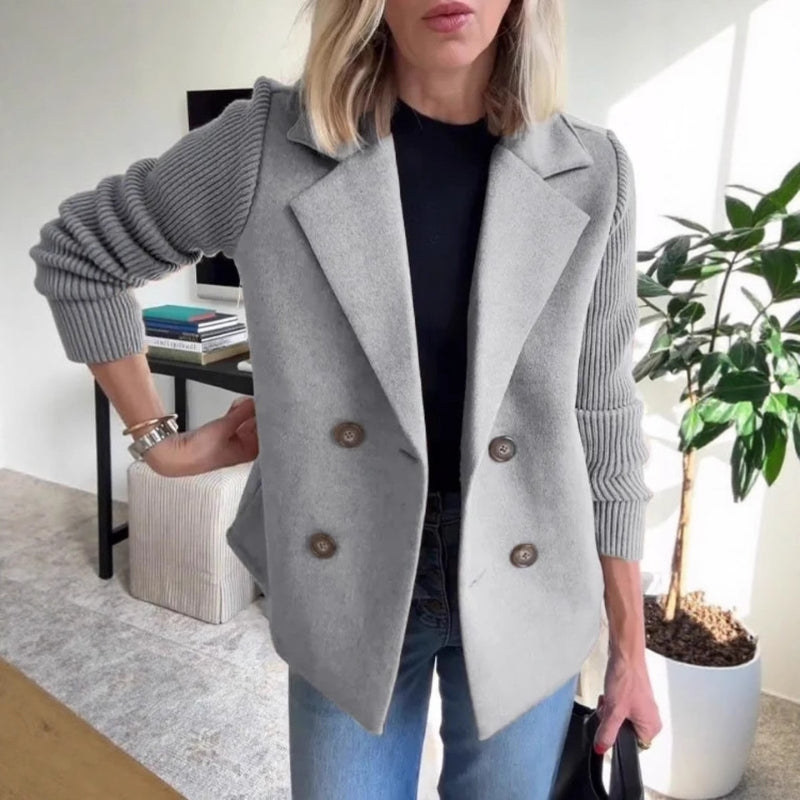 Giselle - Women's Sweater Double Breasted Blazer