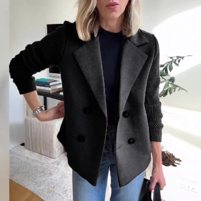 Giselle - Women's Sweater Double Breasted Blazer