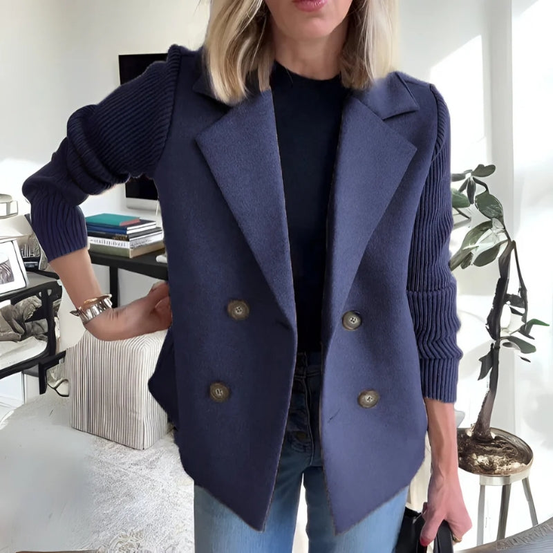 Giselle - Women's Sweater Double Breasted Blazer
