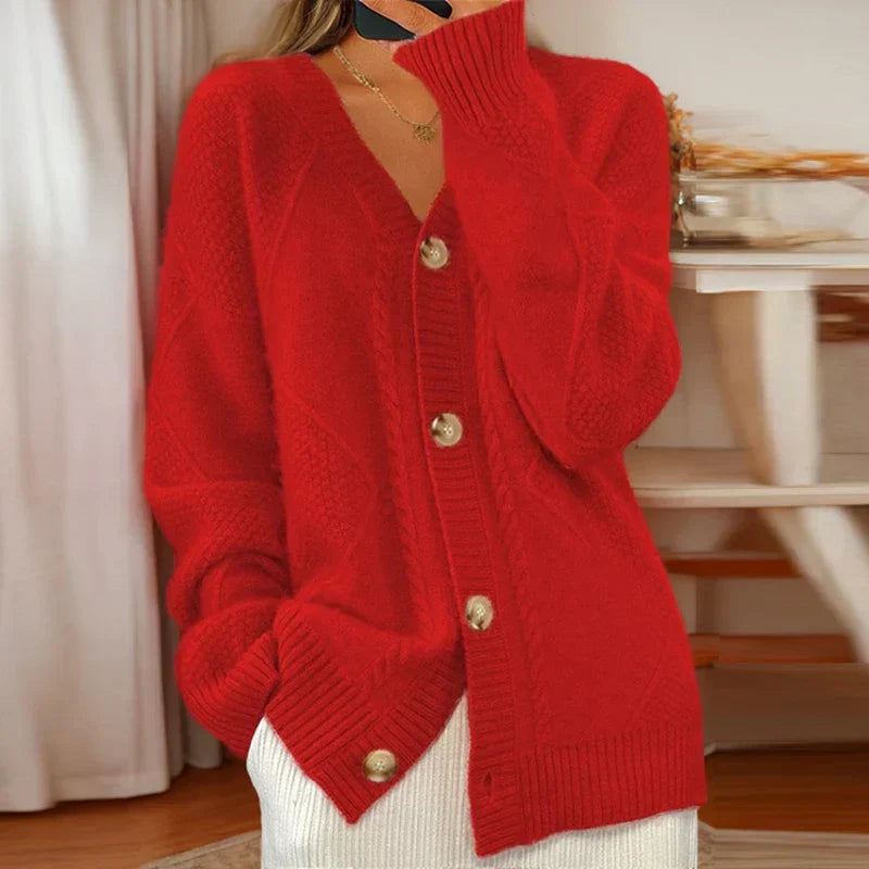 Gwen - Women's V Neck Button Up Cardigan