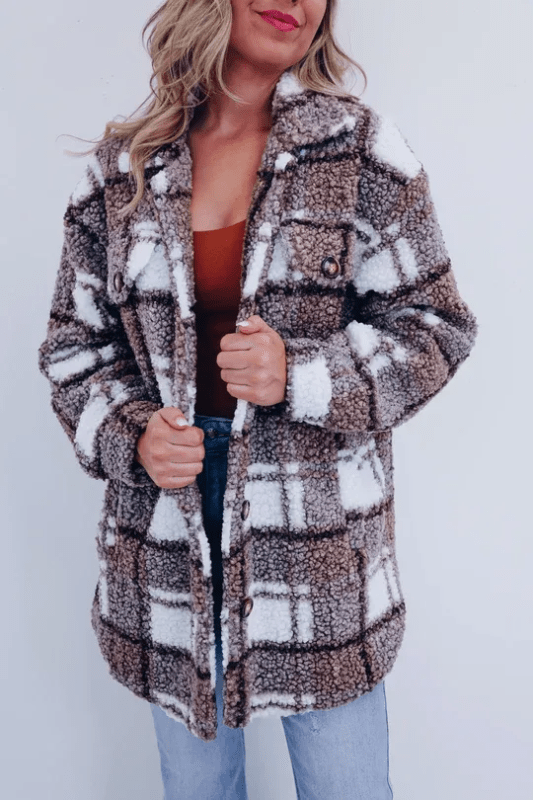 Ivy - Women's Sherpa Plaid Fleece Jacket