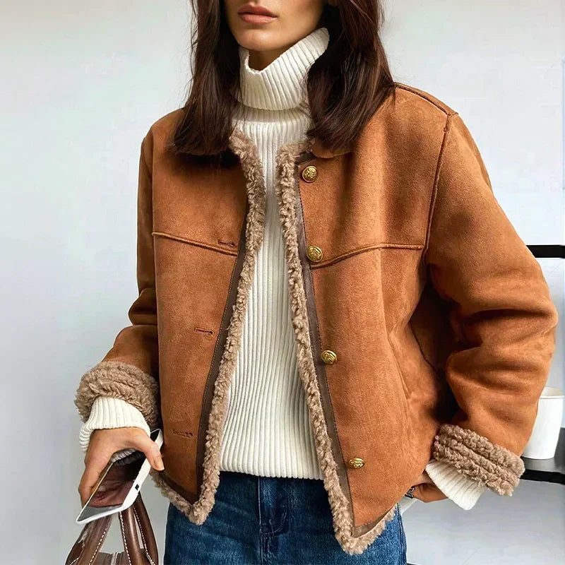 Jacinta - Women's Sherpa Button Up Fleece Jacket