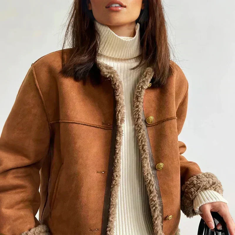 Jacinta - Women's Sherpa Button Up Fleece Jacket