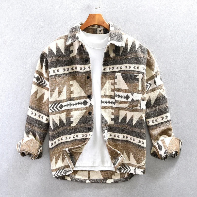 Jarvis - Men's Aztec Print Flannel Shirt Jacket