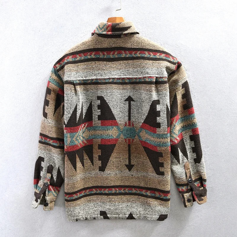 Jarvis - Men's Aztec Print Flannel Shirt Jacket