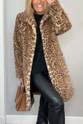 Jemima - Women's Long Leopard Print Fleece Jacket