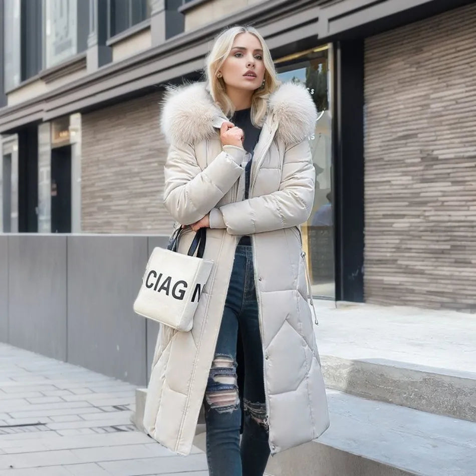 Katarina - Women's Long Fur Trim Coat