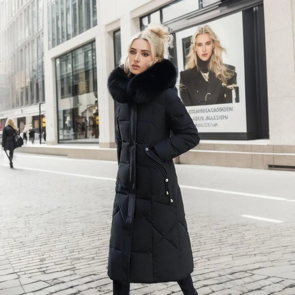 Katarina - Women's Long Fur Trim Coat
