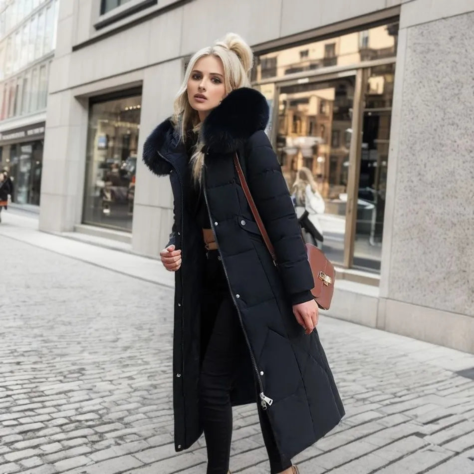 Katarina - Women's Long Fur Trim Coat