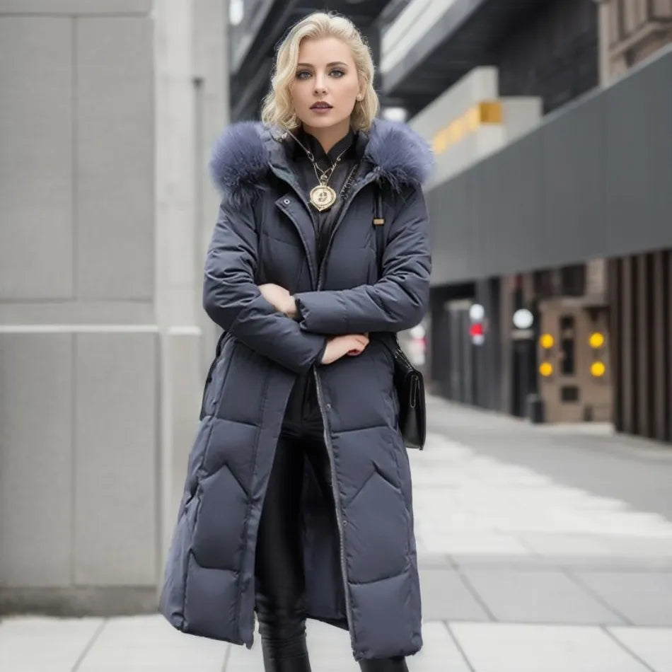 Katarina - Women's Long Fur Trim Coat