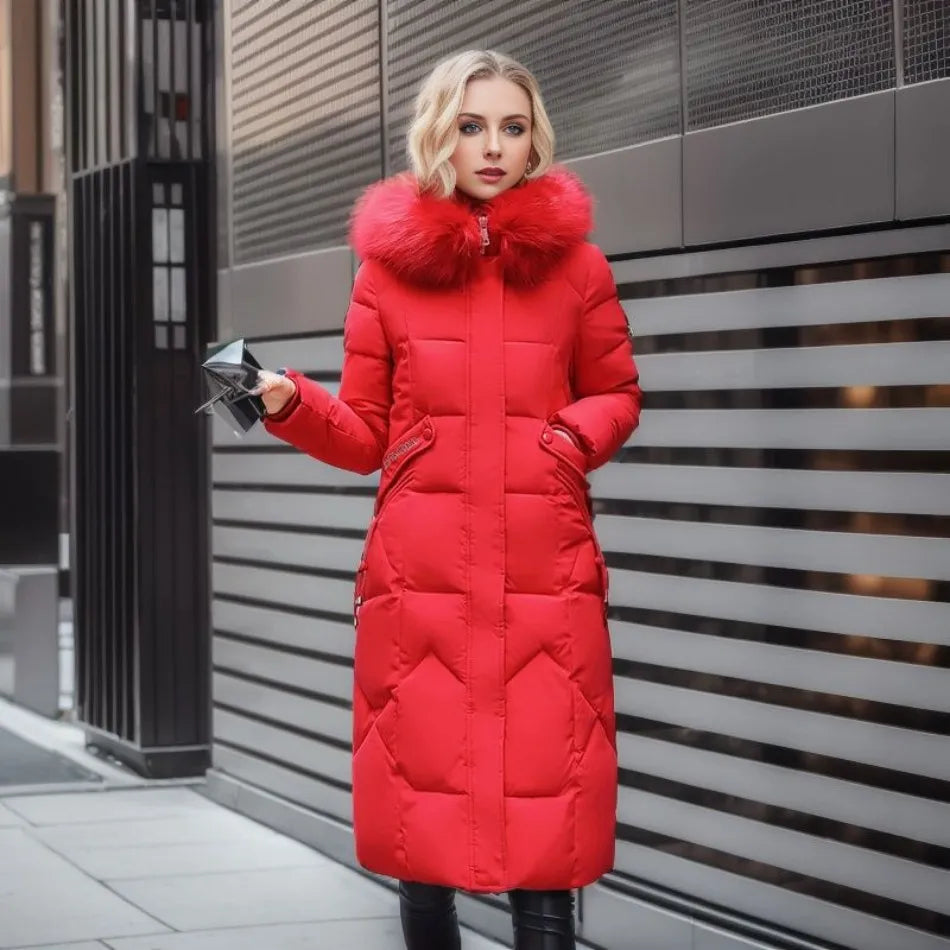 Katarina - Women's Long Fur Trim Coat